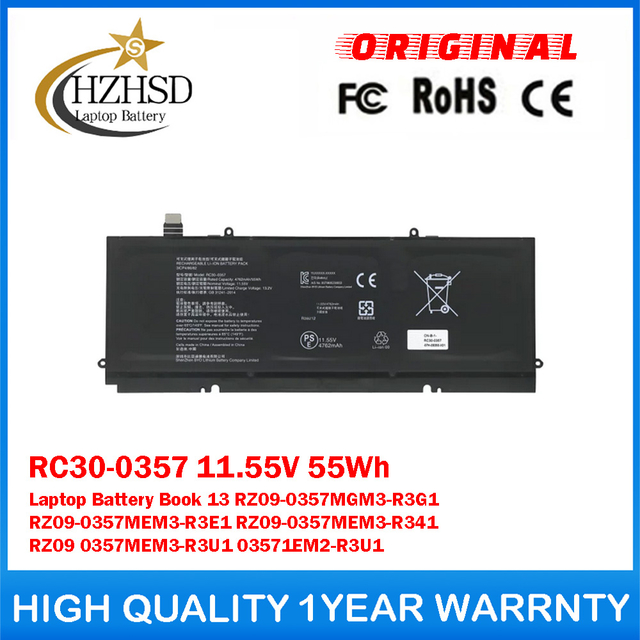 RC30-0357 11.55V 55Wh Genuine Original Laptop Battery For Razer Book 13 RZ09-0357MGM3-R3G1 RZ09-0357MEM3-R3E1 RZ09-0357MEM3-R341 RZ09 0357MEM3-R3U1 03571EM2-R3U1