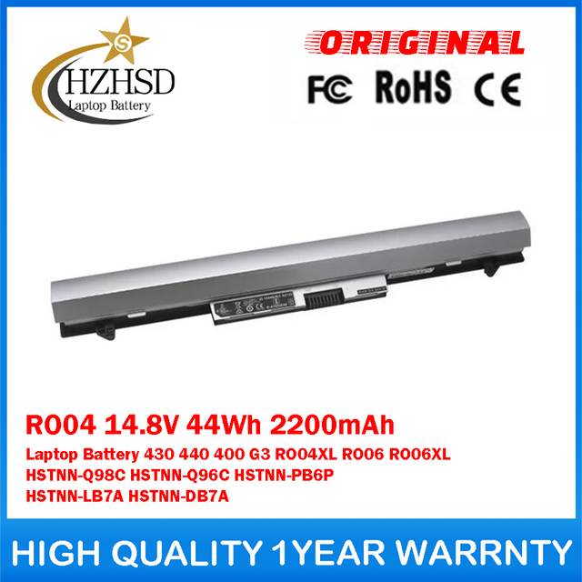 RO04 14.8V 44Wh 2200mAh Genuine Original Laptop Battery For HP ProBook 430 440 400 G3 RO04XL RO06 RO06XL HSTNN-Q98C HSTNN-Q96C HSTNN-PB6P HSTNN-LB7A HSTNN-DB7A