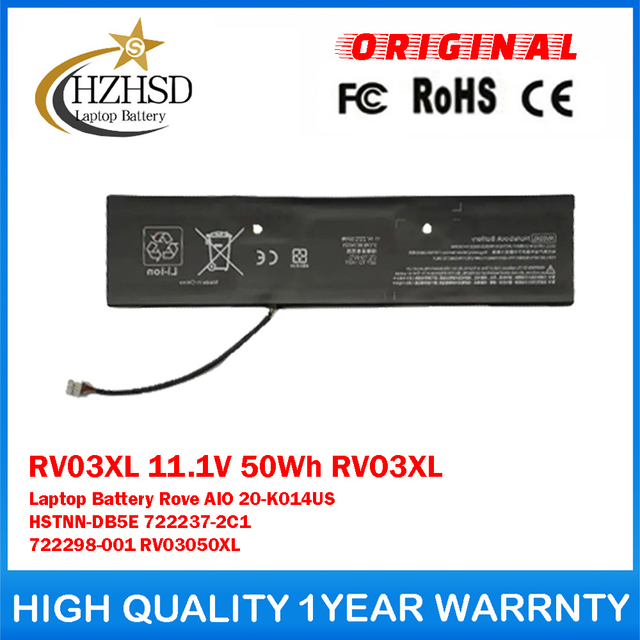 RV03XL 11.1V 50Wh RVO3XL Genuine Original Laptop Battery For HP ENVY Rove AIO 20-K014US HSTNN-DB5E 722237-2C1 722298-001 RV03050XL