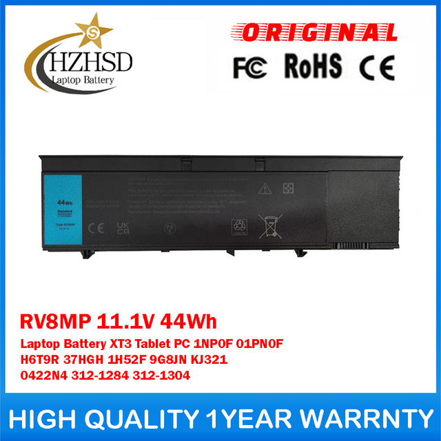 RV8MP 11.1V 44Wh Genuine Original Laptop Battery For Dell Latitude XT3 Tablet PC 1NP0F 01PN0F H6T9R 37HGH 1H52F 9G8JN KJ321 0422N4 312-1284 312-1304