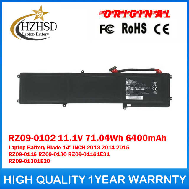 RZ09-0102 11.1V 71.04Wh 6400mAh Genuine Original Laptop Battery For Razer Blade 14