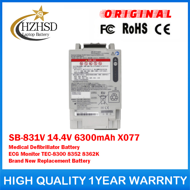 SB-831V 14.4V 6300mAh X077 Medical Defibrillator Battery For NIHON KOHDEN ECG Monitor TEC-8300 8352 8362K Brand New Replacement Battery