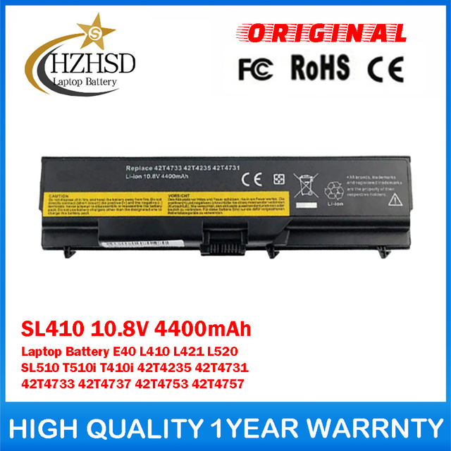 SL410 10.8V 4400mAh Genuine Original Laptop Battery For Lenovo E40 L410 L421 L520 SL510 T510i T410i 42T4235 42T4731 42T4733 42T4737 42T4753 42T4757