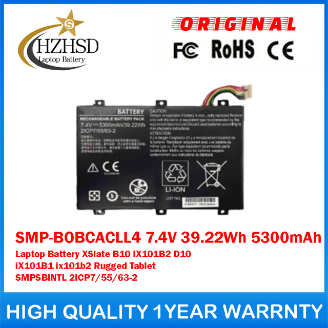 SMP-BOBCACLL4 7.4V 39.22Wh 5300mAh Genuine Original Laptop Battery For Xplore XSlate B10 IX101B2 D10 iX101B1 iX101B2 Rugged Tablet SMPSBINTL 2ICP7/55/63-2