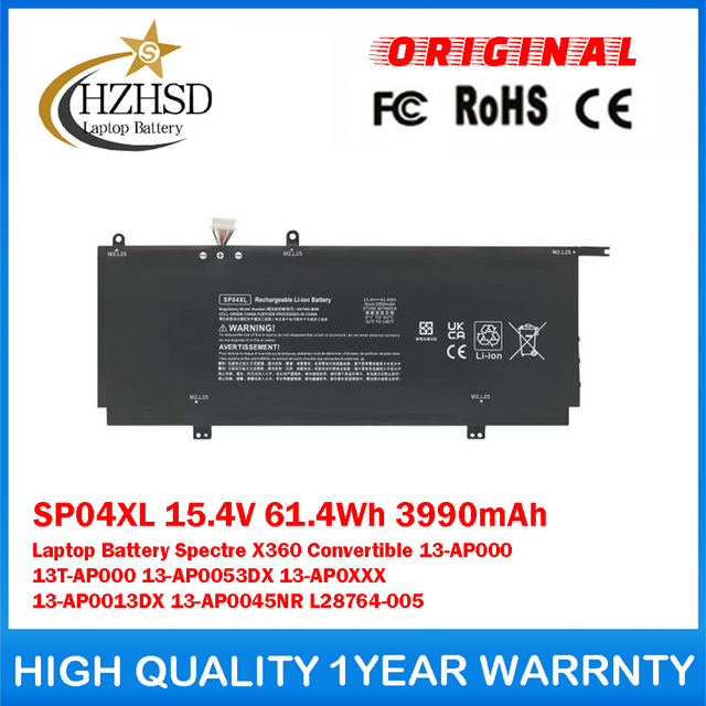 SP04XL 15.4V 61.4Wh 3990mAh Genuine Original Laptop Battery For HP Spectre X360 Convertible 13-AP000 13T-AP000 13-AP0053DX 13-AP0XXX 13-AP0013DX 13-AP0045NR L28764-005