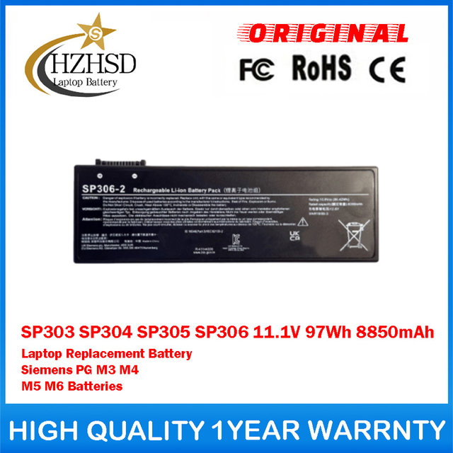 SP303 SP304 SP305 SP306 11.1V 97Wh 8850mAh SP306-2 Genuine Original Laptop Replacement Battery For Samsung Siemens PG M3 M4 M5 M6 Batteries
