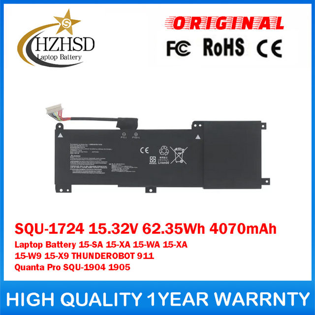 SQU-1724 15.32V 62.35Wh 4070mAh Genuine Original Laptop Battery For GIGABYTE AORUS 15-SA 15-XA 15-WA 15-XA 15-W9 15-X9 THUNDEROBOT 911 Quanta Pro SQU-1904 SQU-1905