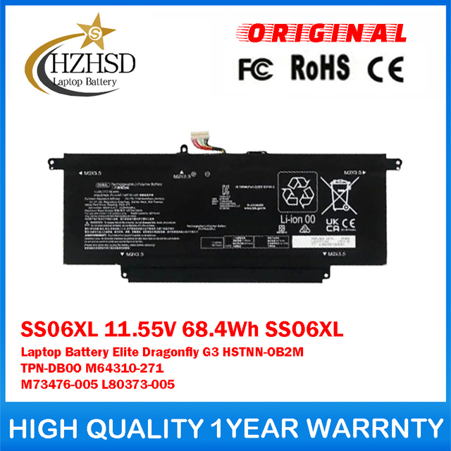 SS06XL 11.55V 68.4Wh SSO6XL Genuine Original Laptop Battery For HP Elite Dragonfly G3 HSTNN-OB2M TPN-DB0O M64310-271 M73476-005 L80373-005