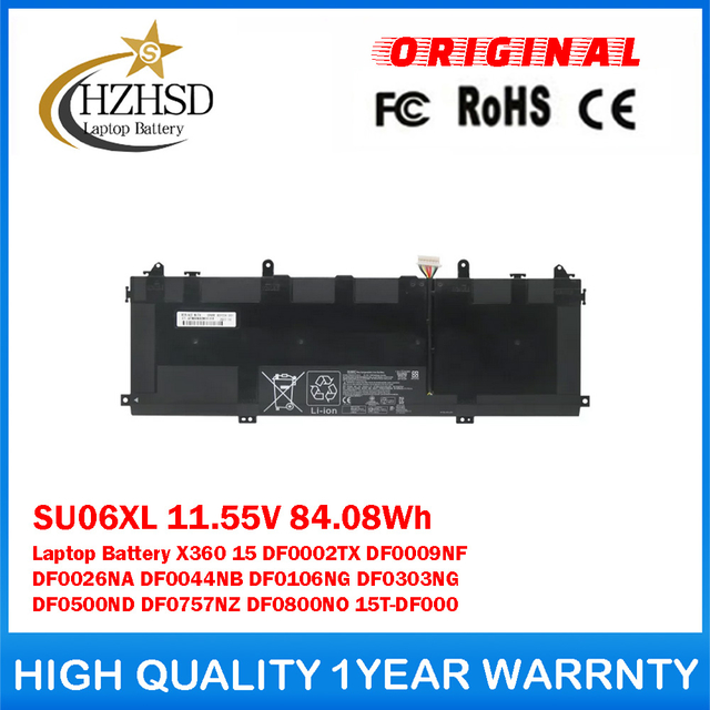 SU06XL 11.55V 84.08Wh Genuine Original Laptop Battery For HP Spectre X360 15 DF0002TX DF0009NF DF0026NA DF0044NB DF0106NG DF0303NG DF0500ND DF0757NZ DF0800NO 15T-DF000