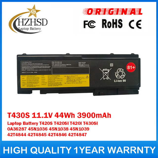 T430S 81+ 11.1V 44Wh 3900mAh Genuine Original Laptop Battery For Lenovo T420S T420SI T420I T430SI 0A36287 45N1036 45N1038 45N1039 42T4844 42T4845 42T4846 42T4847