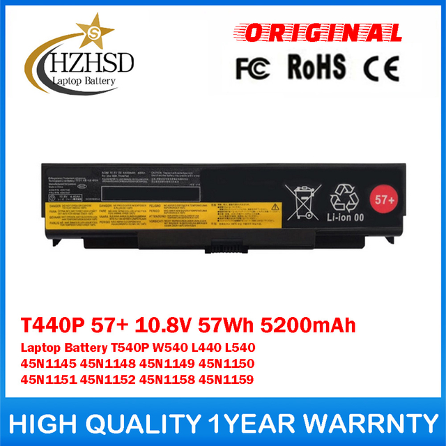 T440P 57+ 10.8V 57Wh 5200mAh Genuine Original Laptop Battery For Lenovo T540P W540 W541 L440 L540 45N1145/48/49/50/51/52/58/59
