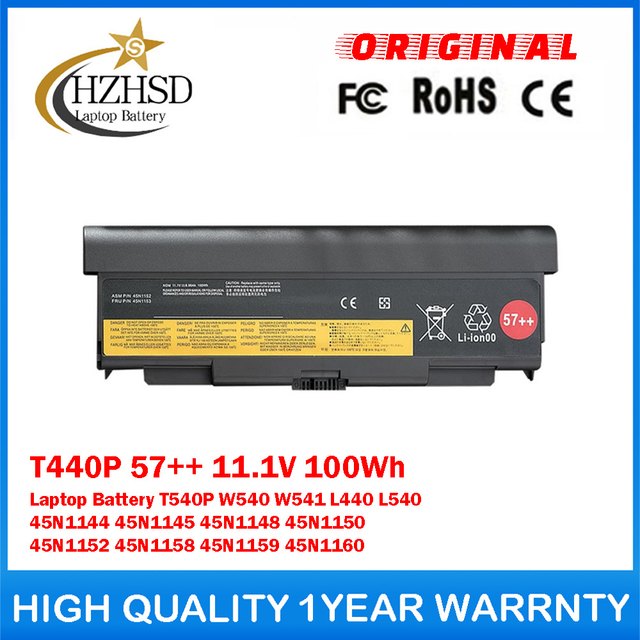 T440P 57++ 11.1V 100Wh Genuine Original Laptop Battery For Lenovo T540P W540 W541 L440 L540 45N1144 45N1145 45N1148 45N1150 45N1152 45N1158 45N1159 45N1160