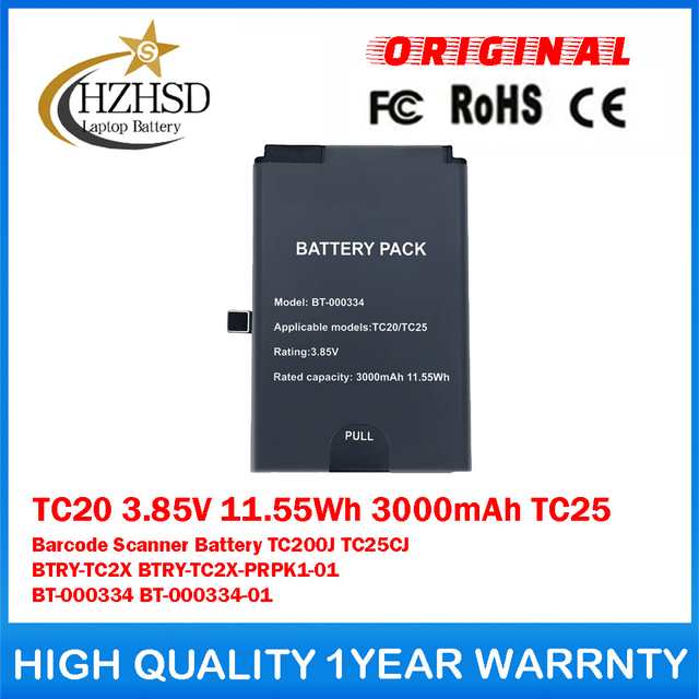 TC20 3.85V 11.55Wh 3000mAh TC25 Barcode Scanner Battery For Zebra TC200J TC25CJ BTRY-TC2X BTRY-TC2X-PRPK1-01 BT-000334 BT-000334-01