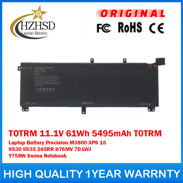 TOTRM 11.1V 61Wh 5495mAh T0TRM Genuine Original Laptop Battery For Dell Precision M3800 XPS 15 9530 9535 245RR H76MV 7D1WJ Y758W Series Notebook