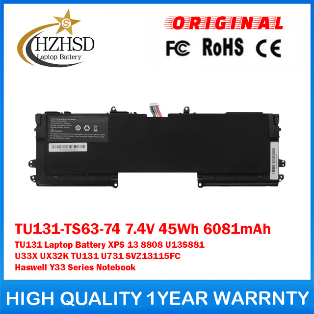 TU131-TS63-74 7.4V 45Wh 6081mAh TU131 Genuine Original Laptop Battery For DELL XPS 13 8808 U13S881 U33X UX32K TU131 U731 SVZ13115FC Haswell Y33 Series Notebook