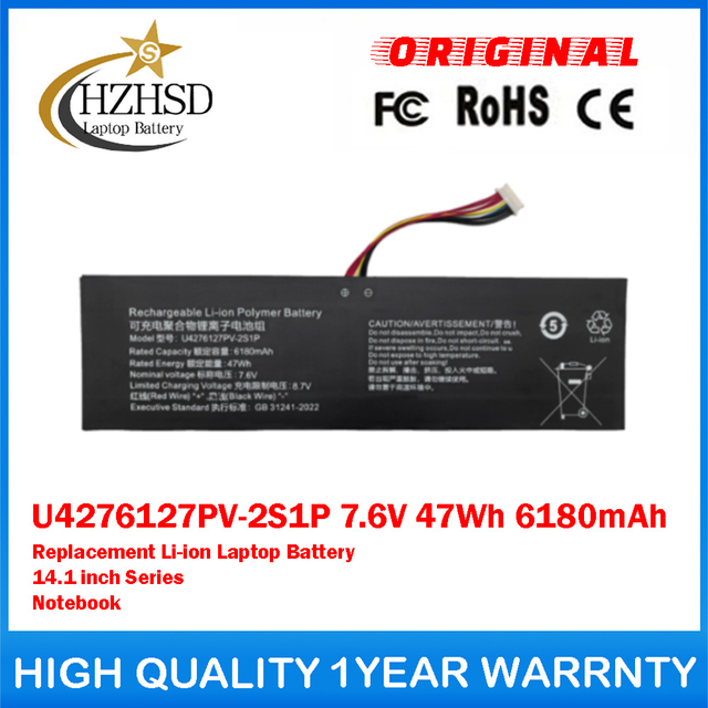 U4276127PV-2S1P 7.6V 47Wh 6180mAh Genuine Original Replacement Li-ion Laptop Battery For FLEXONES 14.1 inch Series Notebook