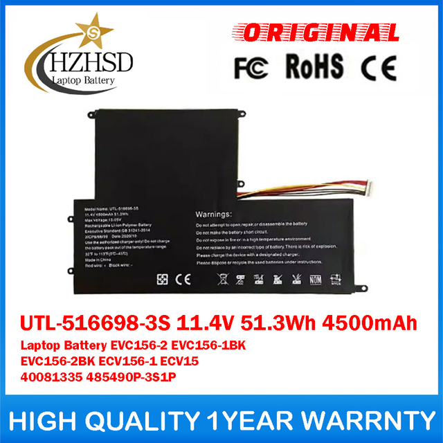 UTL-516698-3S 11.4V 51.3Wh 4500mAh Genuine Original Laptop Battery For EVOO EVC156-2 EVC156-1BK EVC156-2BK ECV156-1 ECV15 40081335 485490P-3S1P