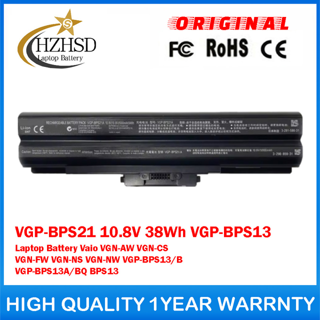 VGP-BPS21 10.8V 38Wh 3500mAh VGP-BPS13 Genuine Original Laptop Battery For Sony Vaio VGN-AW VGN-CS VGN-FW VGN-NS VGN-NW VGP-BPS13/B VGP-BPS13A/BQ