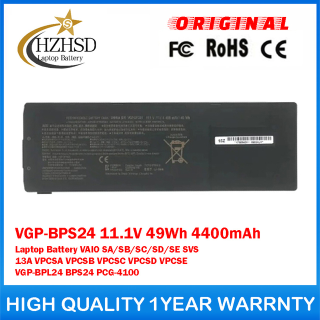 VGP-BPS24 11.1V 49Wh 4400mAh Genuine Original Laptop Battery For Sony VAIO SA/SB/SC/SD/SE SVS 13A VPCSA VPCSB VPCSC VPCSD VPCSE VGP-BPL24 BPS24 PCG-4100