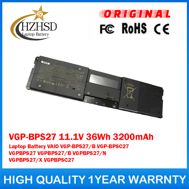 VGP-BPS27 11.1V 36Wh 3200mAh Genuine Original Laptop Battery For Sony VAIO VGP-BPS27/B VGP-BPSC27 VGPBPS27 VGPBPS27/B VGPBPS27/N VGPBPS27/X VGPBPSC27