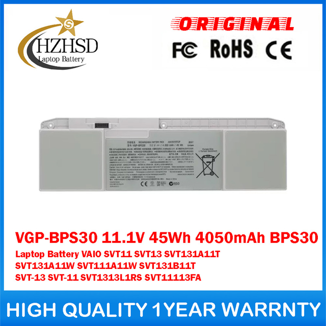VGP-BPS30 11.1V 45Wh 4050mAh BPS30 Genuine Original Laptop Battery For SONY VAIO SVT11 SVT13 SVT131A11T SVT131A11W SVT111A11W SVT131B11T SVT-13 SVT-11 SVT1313L1RS SVT11113FA