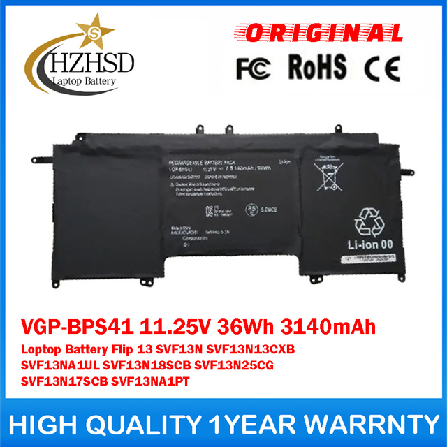 VGP-BPS41 11.25V 36Wh 3140mAh Genuine Original Loptop Battery For SONY Vaio Flip 13 SVF13N SVF13N13CXB SVF13NA1UL SVF13N18SCB SVF13N25CG SVF13N17SCB SVF13NA1PT