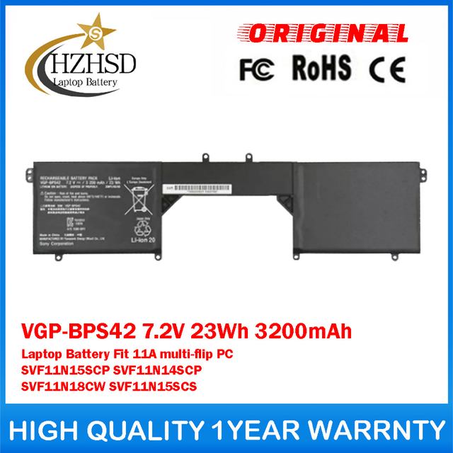 VGP-BPS42 7.2V 23Wh 3200mAh Genuine Original Laptop Battery For SONY VAIO Fit 11A multi-flip PC SVF11N15SCP SVF11N14SCP SVF11N18CW SVF11N15SCS