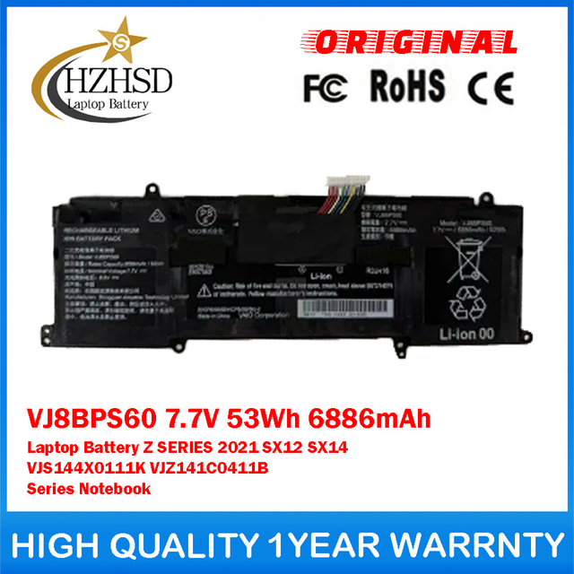 VJ8BPS60 7.7V 53Wh 6886mAh Genuine Original Laptop Battery For Sony Vaio Z SERIES 2021 SX12 SX14 VJS144X0111K VJZ141C0411B Series Notebook