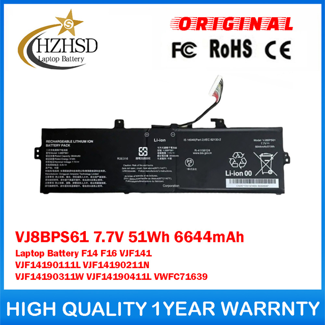 VJ8BPS61 7.7V 51Wh 6644mAh Genuine Original Laptop Battery For Sony F14 F16 VJF141 VJF14190111L VJF14190211N VJF14190311W VJF14190411L VWFC71639
