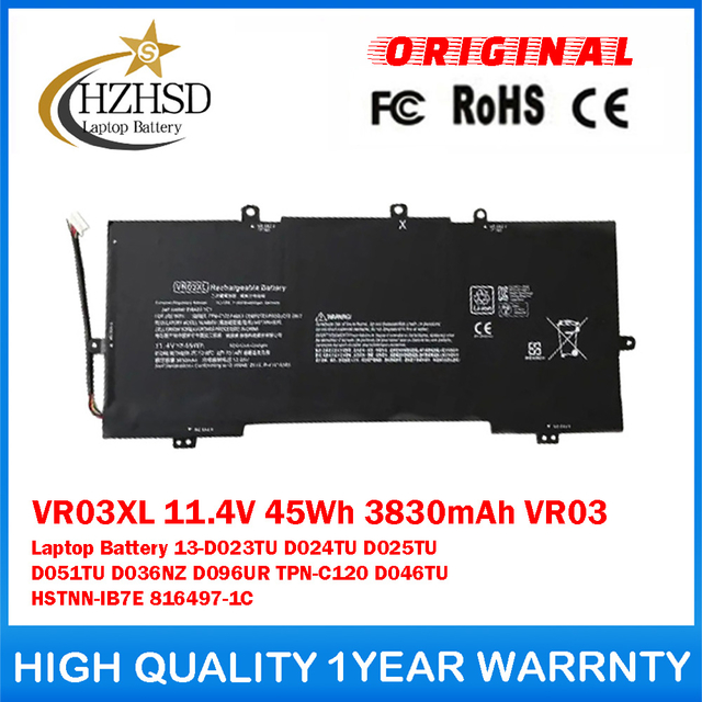 VR03XL 11.4V 45Wh 3830mAh VR03 Genuine Original Laptop Battery For HP ENVY 13-D023TU D024TU D025TU D051TU D036NZ D096UR TPN-C120 D046TU HSTNN-IB7E 816497-1C
