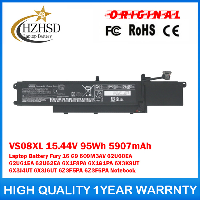 VS08XL 15.44V 95Wh 5907mAh Genuine Original Laptop Battery For HP ZBook Fury 16 G9 609M3AV 62U60EA 62U61EA 62U62EA 6X1F8PA 6X1G1PA 6X3K9UT 6X3J4UT 6X3J6UT 6Z3F5PA 6Z3F6PA Notebook