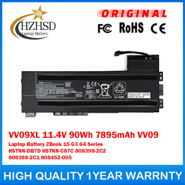 VV09XL 11.4V 90Wh 7895mAh VV09 Genuine Original Laptop Battery For HP ZBook 15 G3 G4 Series HSTNN-DB7D HSTNN-C87C 808398-2C2 808398-2C1 808452-005