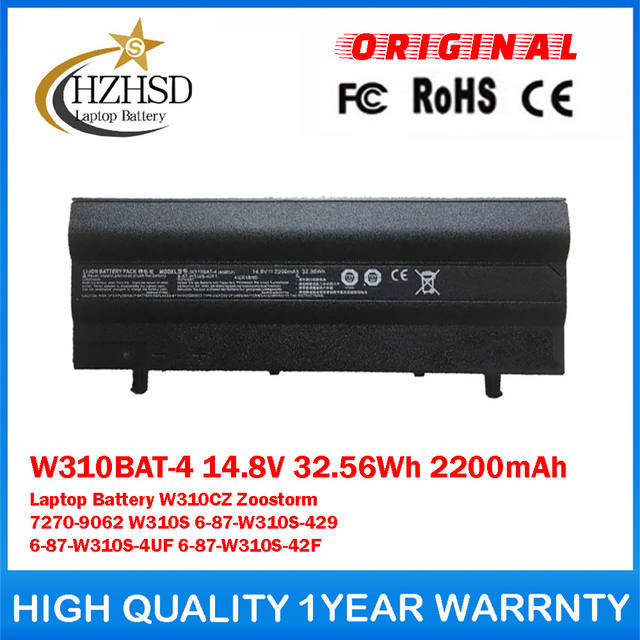 W310BAT-4 14.8V 32.56Wh 2200mAh Genuine Original Laptop Battery For Clevo W310CZ Zoostorm 7270-9062 w310s 6-87-W310S-429 6-87-W310S-4UF 6-87-W310S-42F