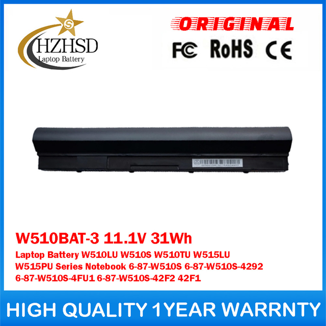 W510BAT-3 11.1V 31Wh Genuine Original Laptop Battery For Clevo W510LU W510S W510TU W515LU W515PU Series Notebook 6-87-W510S 6-87-W510S-4292 6-87-W510S-4FU1 6-87-W510S-42F2 42F1