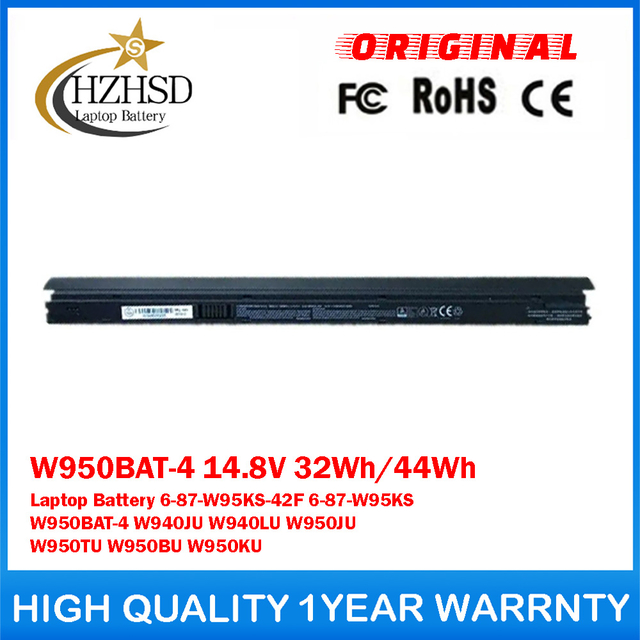 W950BAT-4 14.8V 32Wh/44Wh Genuine Original Laptop Battery For Clevo 6-87-W95KS-42F 6-87-W95KS W950BAT-4 W940JU W940LU W950JU W950TU W950BU W950KU