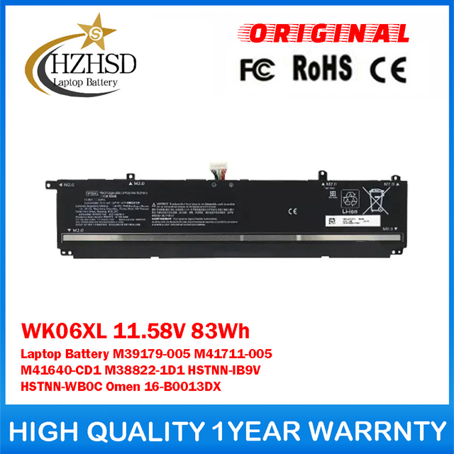 WK06XL 11.58V 83Wh Genuine Original Laptop Battery For HP M39179-005 M41711-005 M41640-CD1 M38822-1D1 HSTNN-IB9V HSTNN-WB0C Omen 16-b0013dx