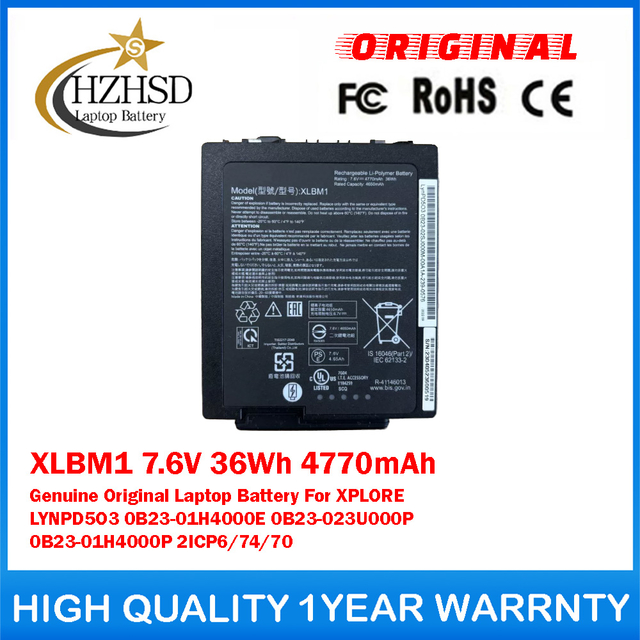 XLBM1 7.6V 36Wh 4770mAh Genuine Original Laptop Battery For XPLORE LYNPD5O3 0B23-01H4000E 0B23-023U000P 0B23-01H4000P 2ICP6/74/70