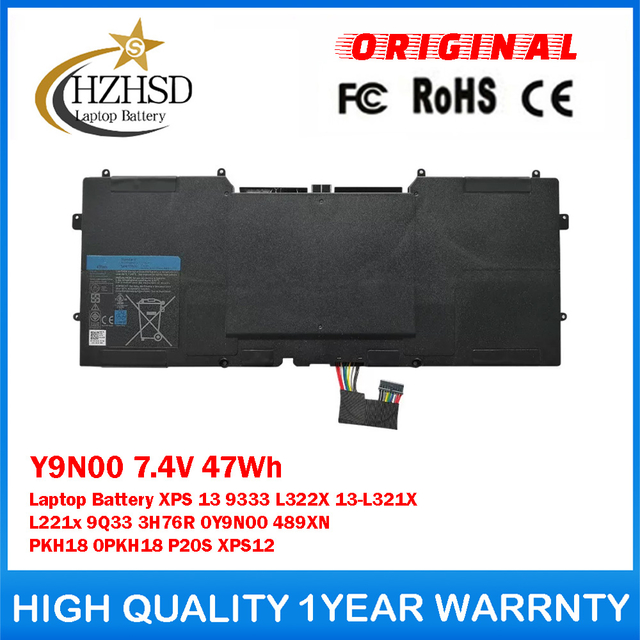 Y9N00 7.4V 47Wh Genuine Original Laptop Battery For DELL XPS 13 9333 L322X 13-L321X L221x 9Q33 3H76R 0Y9N00 489XN PKH18 0PKH18 P20S XPS12