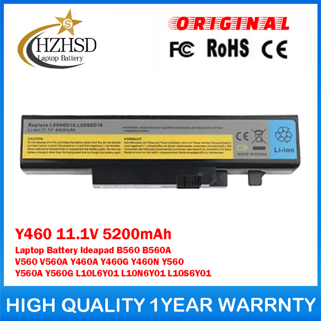 Y460 11.1V 5200mAh Genuine Original Laptop Battery For Lenovo Ideapad B560 B560A V560 V560A Y460A Y460G Y460N Y560 Y560A Y560G L10L6Y01 L10N6Y01 L10S6Y01