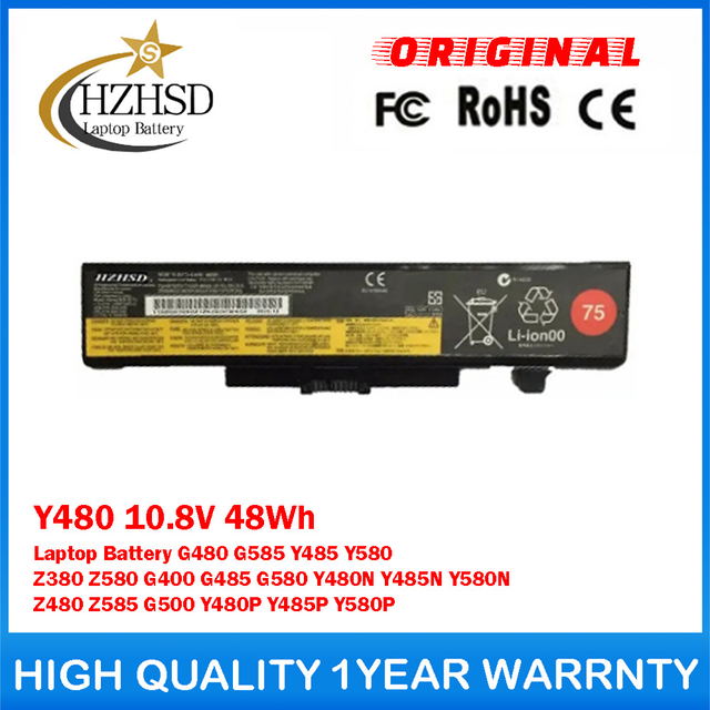 Y480 10.8V 48Wh Genuine Original Laptop Battery For Lenovo G480 G585 Y485 Y580 Z380 Z580 G400 G485 G580 Y480N Y485N Y580N Z480 Z585 G500 Y480P Y485P Y580P