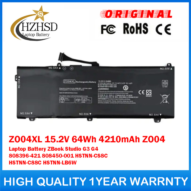 ZO04XL 15.2V 64Wh 4210mAh ZO04 Genuine Original Laptop Battery For HP ZBook Studio G3 G4 808396-421 808450-001 HSTNN-CS8C HSTNN-C88C HSTNN-LB6W